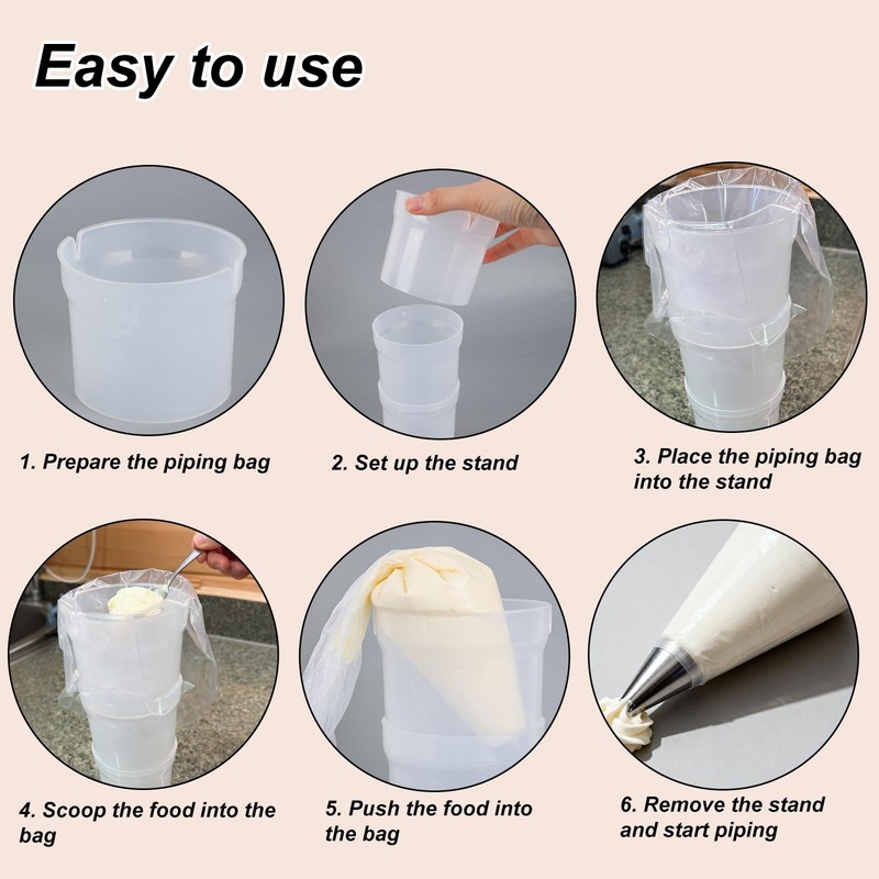 Piping Bag Holder Stand for Filling, Plastic Adjustable Height Hands-Pastry B... gallery