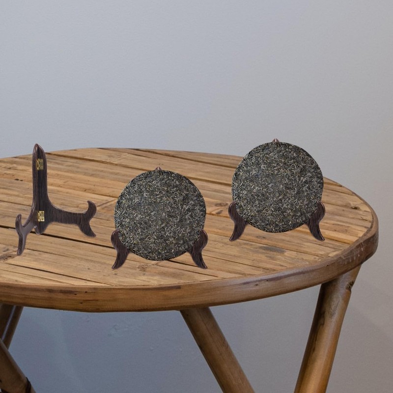 Pu Er Tea Cake Stand 5.90X5.70 Inches Bamboo Plate Display Stand Compact Tea ... gallery