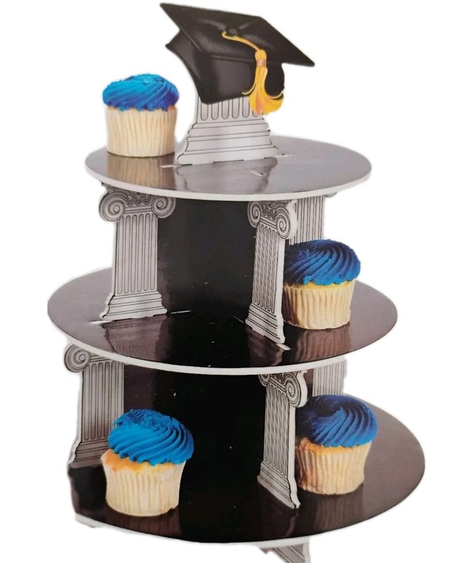 Sustainable 3 Tier Graduation Cupcake Stand Class of 2026 Party Decor 🧁NEW