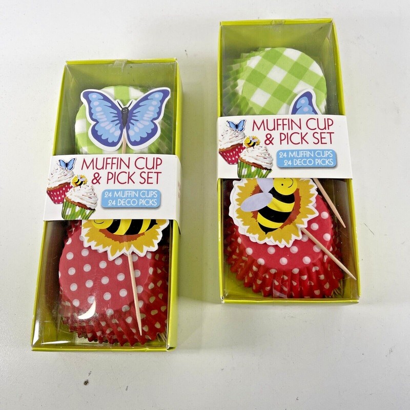 2x ACME INTERNATIONAL MUFFIN / CUPCAKE LINERS (24) TOPPERS (24) SUMMER DESIGN