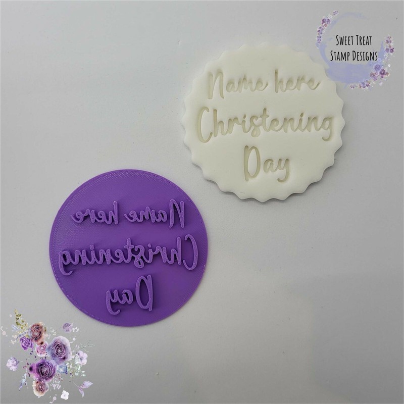 Custom Christening Cookie Embosser Stamp Cupcake Fondant Stamp Icing Stamp
