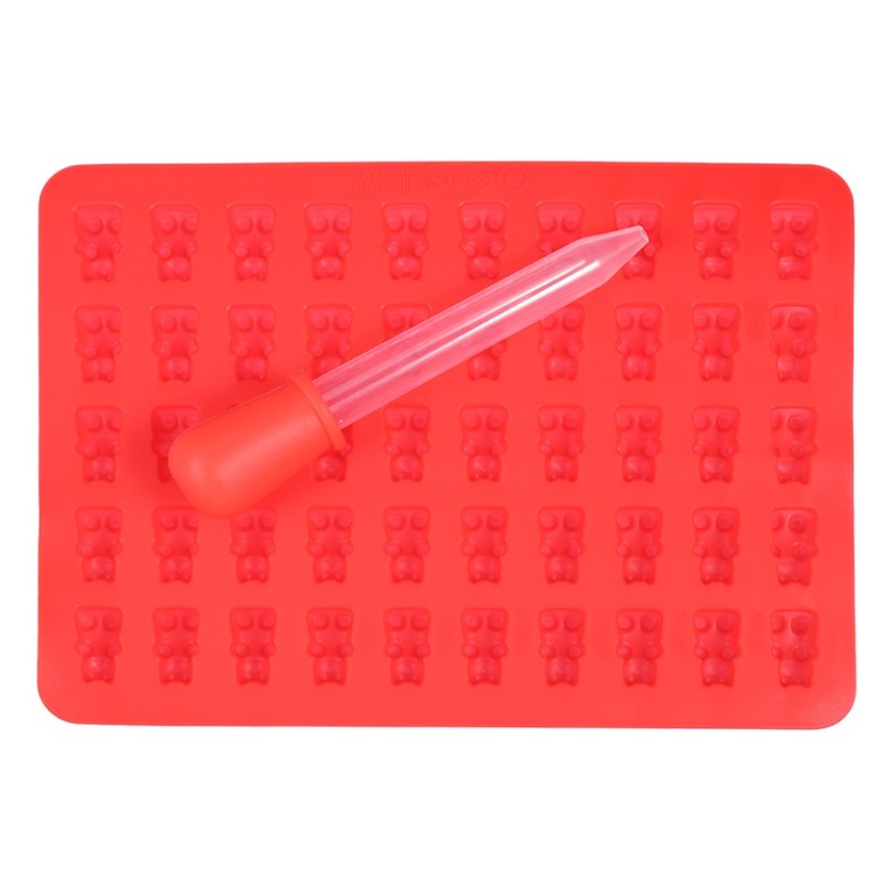 50 Holes Bear Mold Silicone Candy Mold Fun with Dropper (Red) bear shaped mold gallery