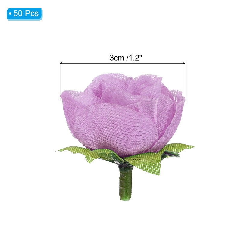 Mini Rose Artificial Flower Bulk 1.2 Inch, 50 Pcs Flower Head, Purple gallery