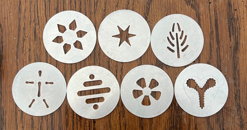 7 Piece Metal 2 inch Cookie Press Discs Set – Holidays, Fun Shapes!