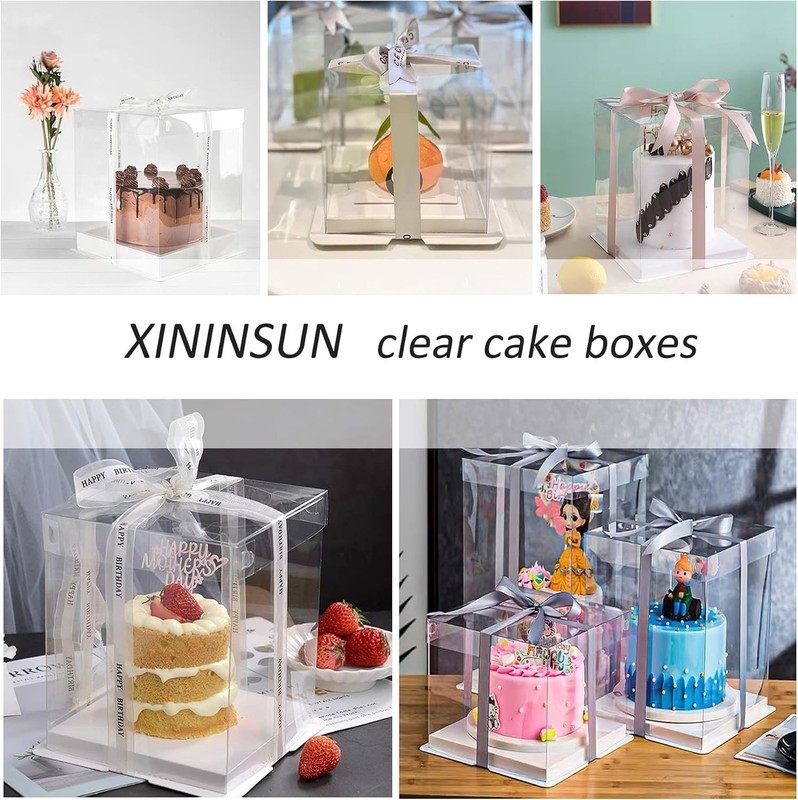 Set of 6 Reusable Clear Cake Containers - Perfect for 10-12 Inch Cakes and Gifts gallery