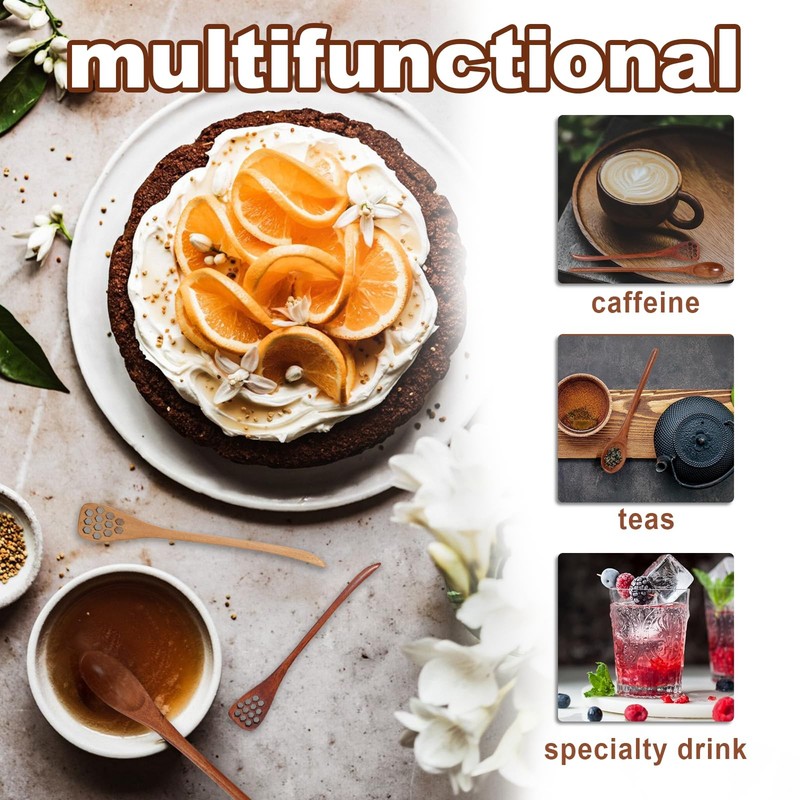 3 PCS Wooden Honey Dipper Sticks Mixing Stirrer Spoons Tea Coffee Kitchen gallery