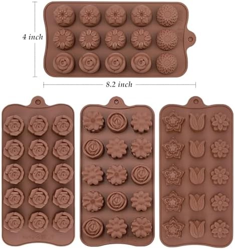 JOERSH 4PCS Silicone Chocolate Flower Molds for Candy, Fat Bombs Snacks, Truffle gallery