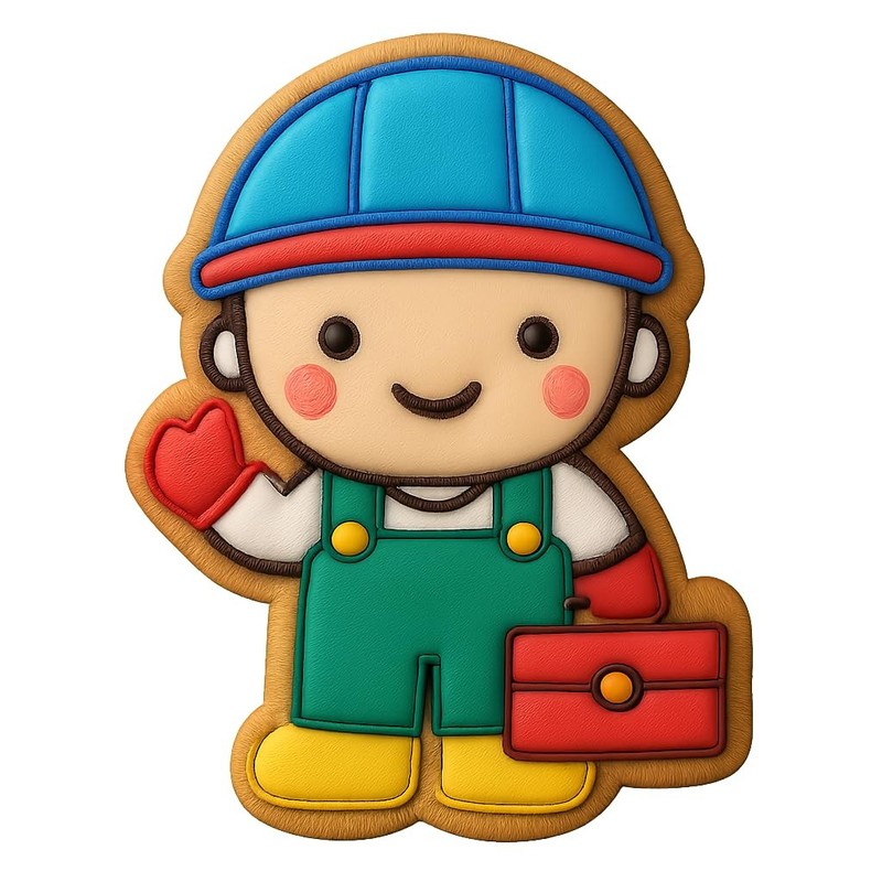 Chibi Laborer with Tool Box Cookie Cutter & Stamp, Fondant & Clay Cutter - 3x4" gallery