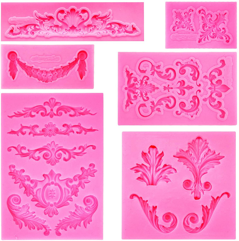 Baroque Style Curlicues Scroll Lace Fondant Silicone Mold for Filigree Mold 3D S