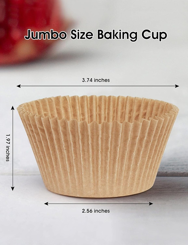 Jumbo Cupcake Liners Greaseproof Paper 200 Count - Food Grade Odorless Muffin Ba gallery