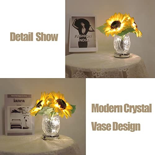 Sunflower Crystal Lamp, Sunflower Gifts for Women, Artificial Flowers Table gallery