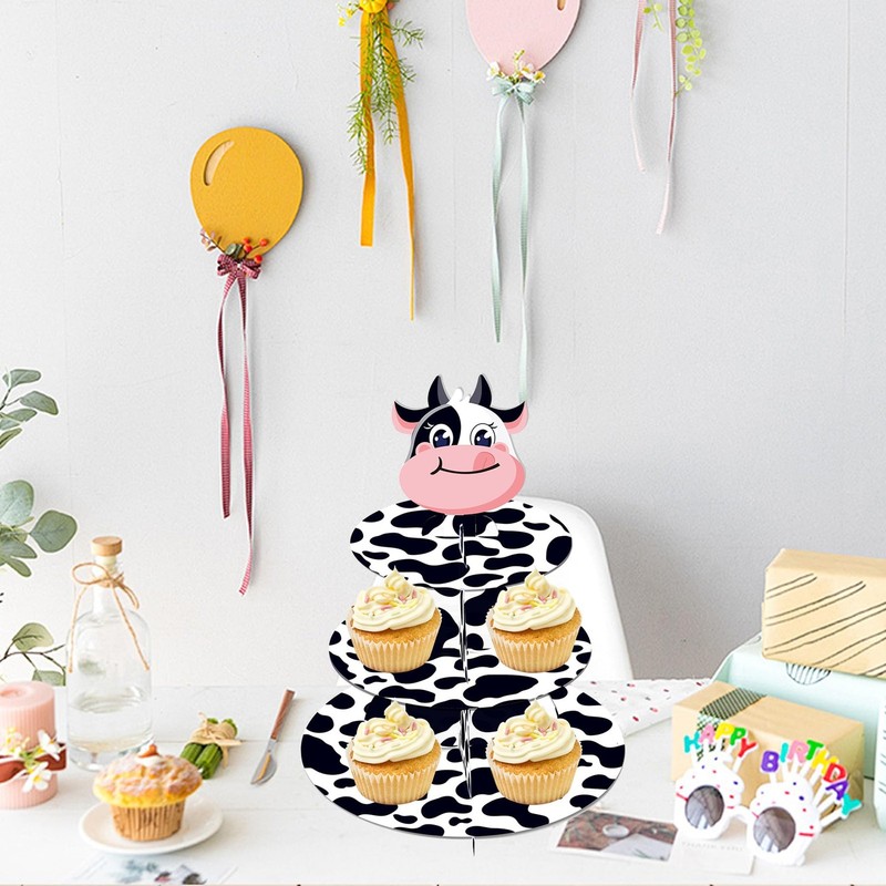 Milk Cow Cupcake Stand, 3-Tier Cupcake Holder Dessert Tower for Wedding Birth... gallery