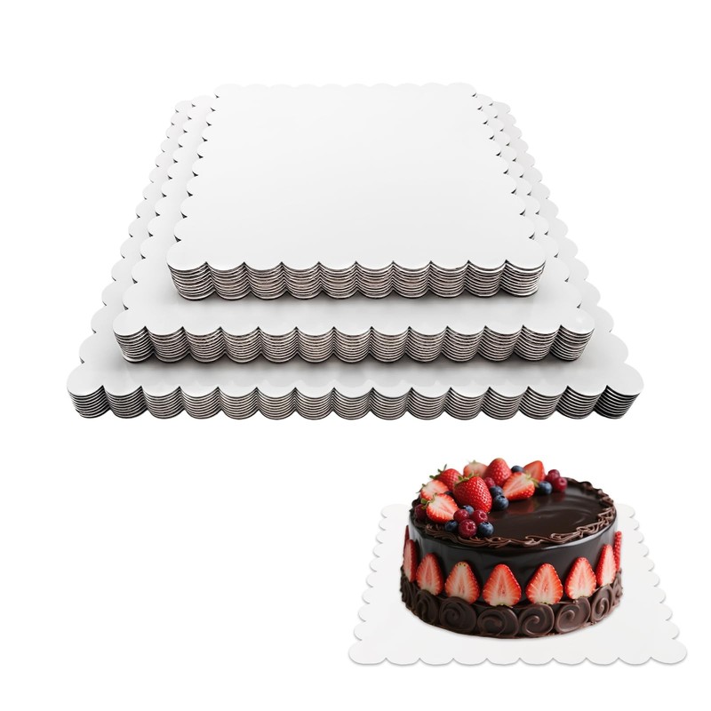 30 PCS White Square Cake Boards 8+10+12 Inch FoodGrade Cardboard Baking Base