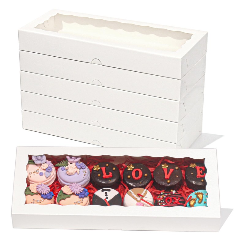 24pcs 12x5x1.5Inches White Bakery Boxes with Window Cookies Boxes Chocolate T... gallery