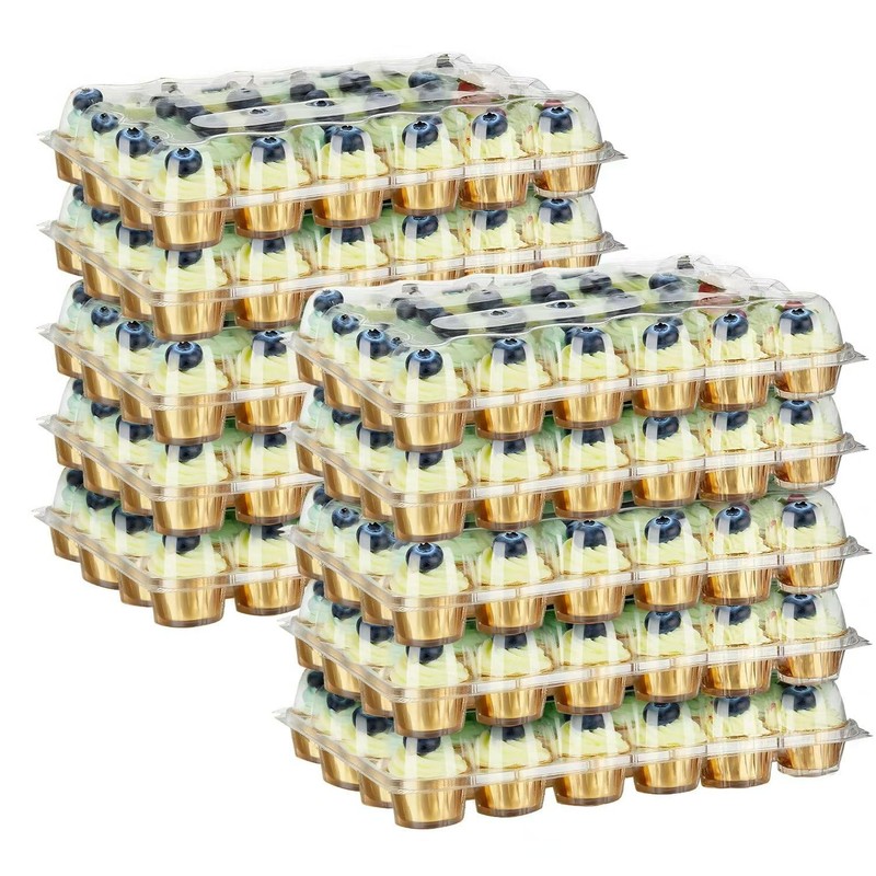 24 Pack x 10 Sets Count Cupcake Containers, Plastic Disposable Cupcake Boxes …