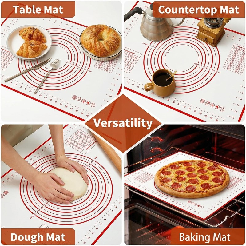 Silicone Baking Mat - 0.7mm New Upgraded Non-slip and 24"L x 16"W, Red gallery
