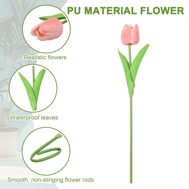20pcs Tulips Artificial Flowers, Faux Flowers Fake Tulip Stems(Pink) gallery