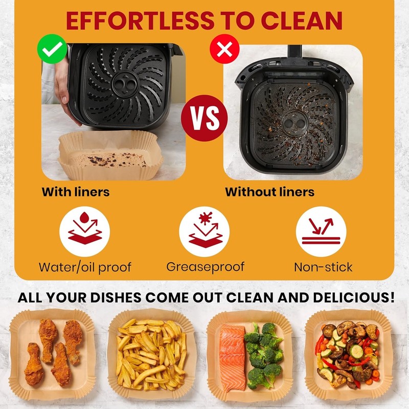 Air Fryer Paper Liners, 125Pcs Air Fryer Disposable Liners, Non-Stick and Oil Pr gallery