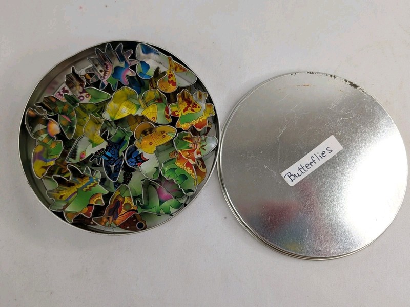 Cookie Cutters Set 11 TIN Stainless Steel BUTTERFLY MOTH Flower SHAPES CLAY gallery