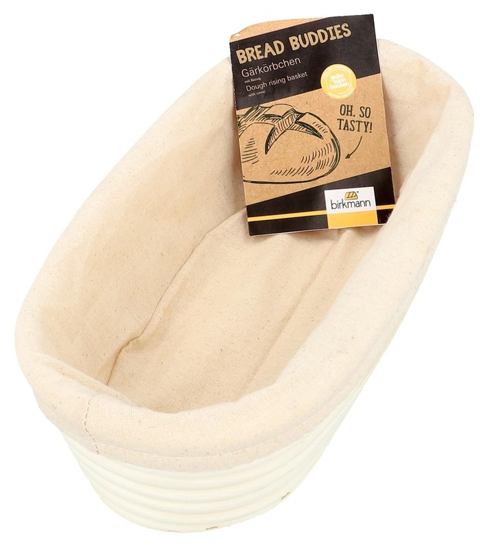 RBV Birkmann Oblong Reed Basket with Cotton Cover, Ideal for Baking, Natural