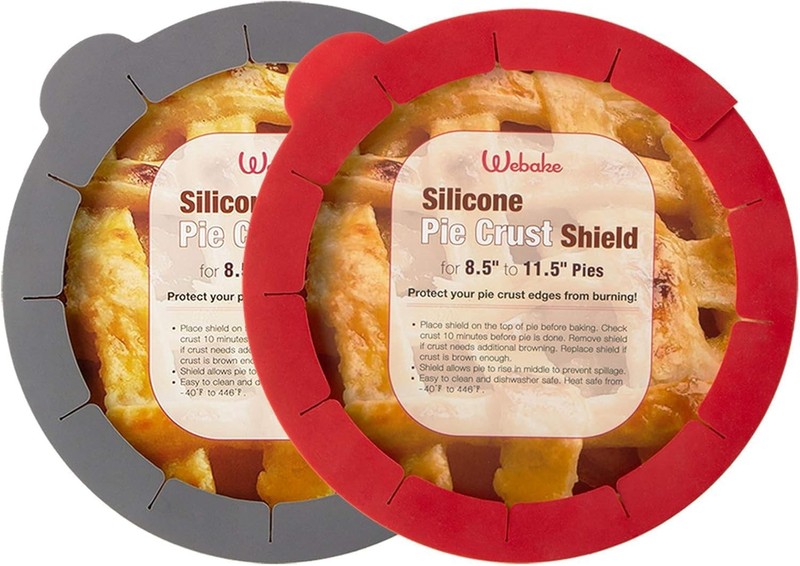 Webake Pie Crust Protector Shield Adjustable 2. Shield, Red + Grey
