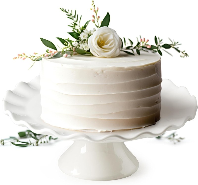 White Cake Stand, 10 Inch Cake Stands for Tea Party, Round Dessert Stand