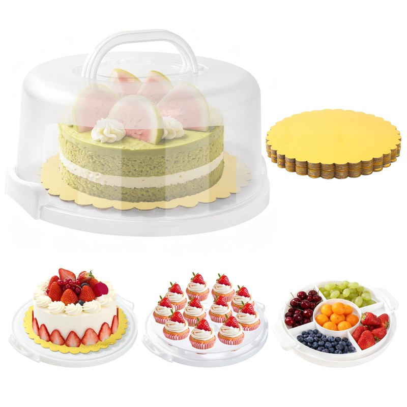 FDKYOEK 10 Inch Cake Carrier with Lid and Handle, 10 Inches, Translucent
