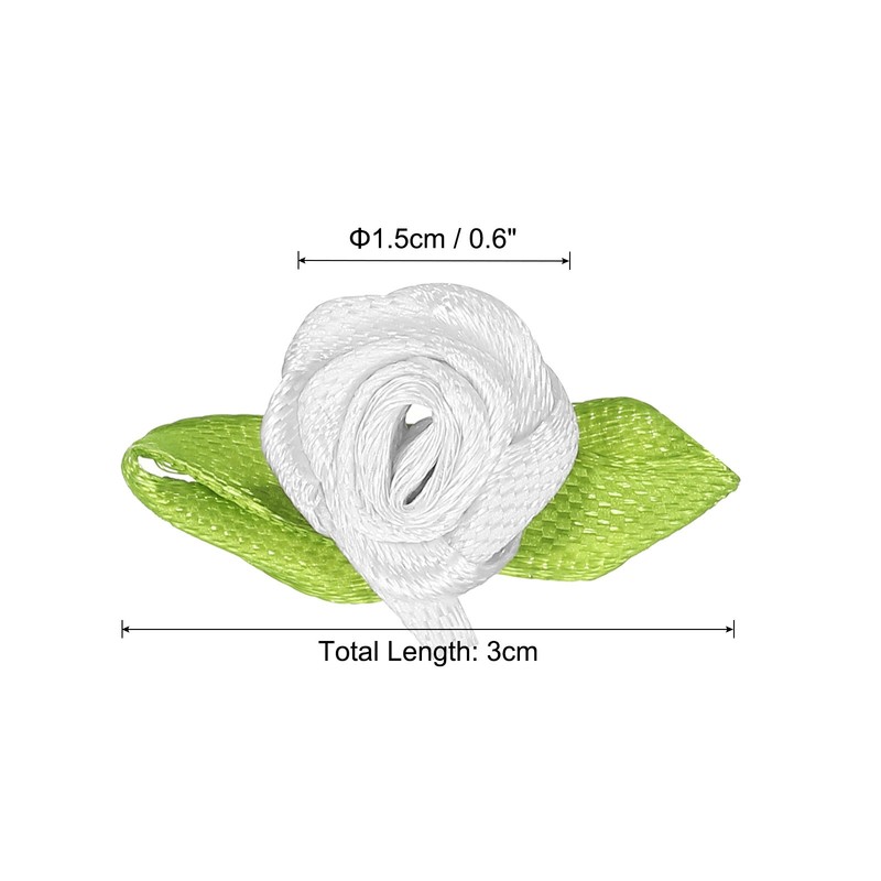 250Pcs 15mm Tiny Satin Ribbon Rose Fabric Flowers Rosettes Applique White gallery