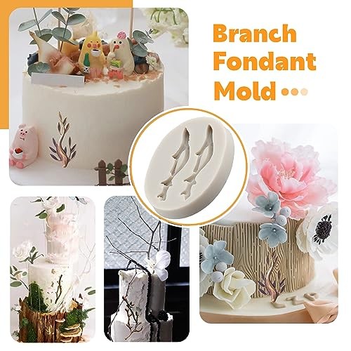Sijiangmold Tree Branch Silicone Mold Twig Branch Leaves Fondant Molds For gallery