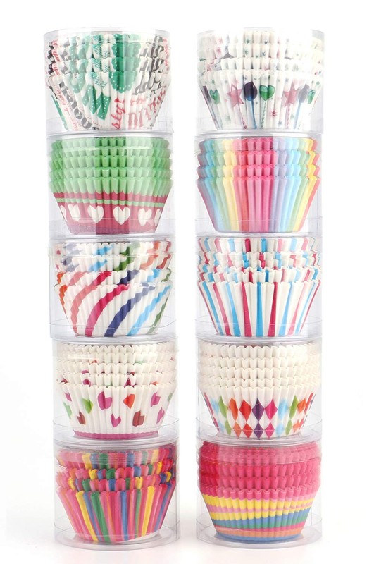 1000 Pack Paper Baking Cups Cupcake Liners Muffin Liner Assorted 10 Styles