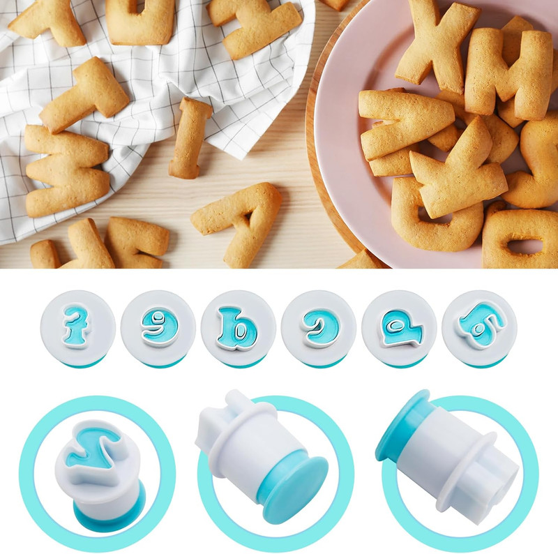Juego de 26 cortadores de galletas con forma sello galletas letras del alfabeto gallery