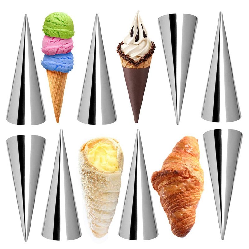 10 PCS 5-Inch Large Pastry Cream Horn Molds Stainless Steel Cannoli Tubes gallery