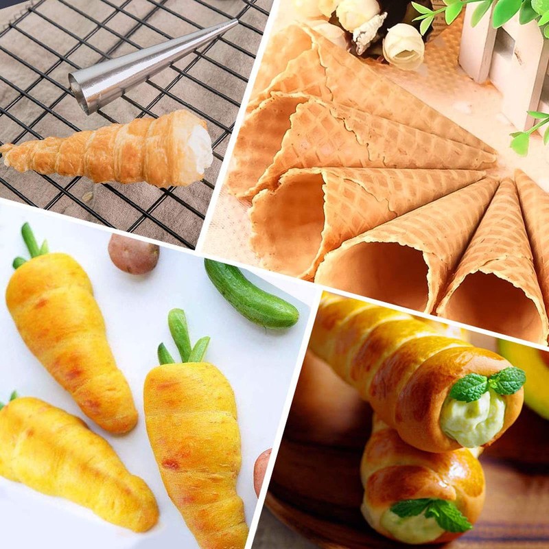 10 PCS 5-Inch Large Pastry Cream Horn Molds Stainless Steel Cannoli Tubes gallery