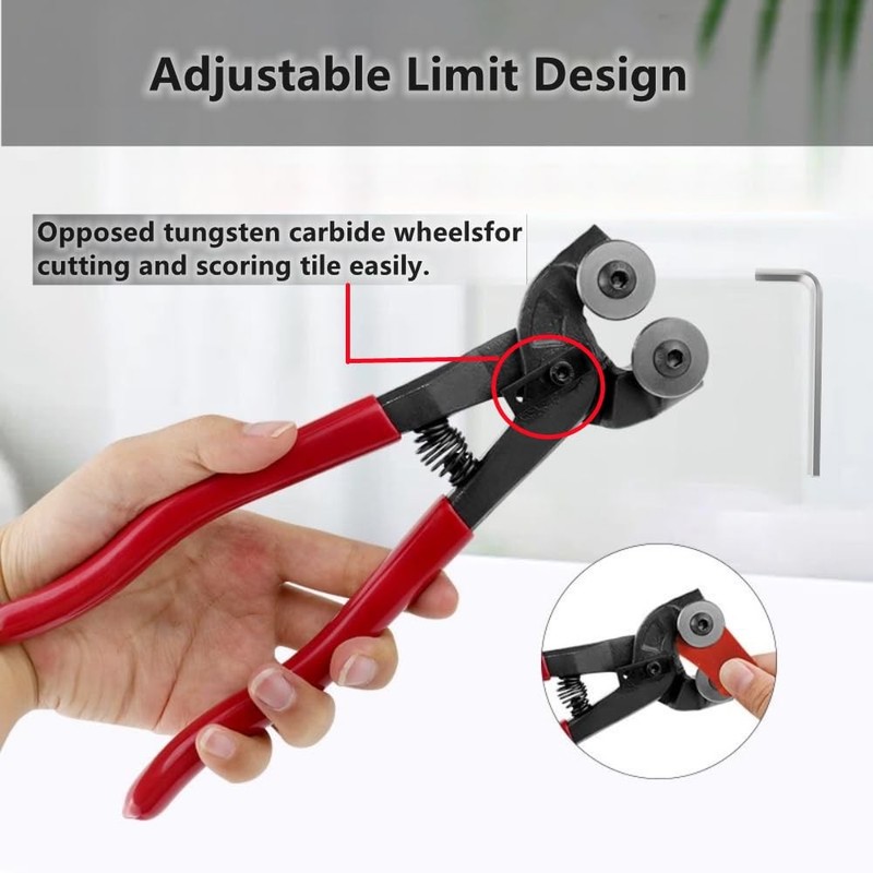 Sclwlkeyxgs 8" Heavy Duty Wheeled Glass Mosaic & Ceramic Tile Nipper Cutter Plie gallery