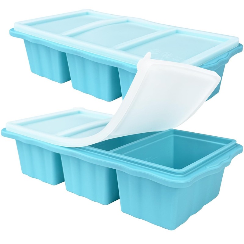 2 Pack Silicone Freezer Molds With Lids,1.5 Cup Silicone Freezer Tray With Li…
