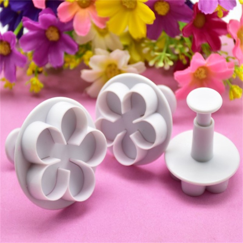 3Pcs Flower Plunger Cookie Cutter DIY Blossom Flower Cake Fondant Cake M..X gallery