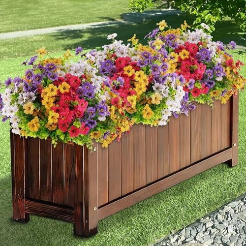 Artificial Flowers for Outdoor, Fake Plastic Plants for 16 Bundles Mixed Color