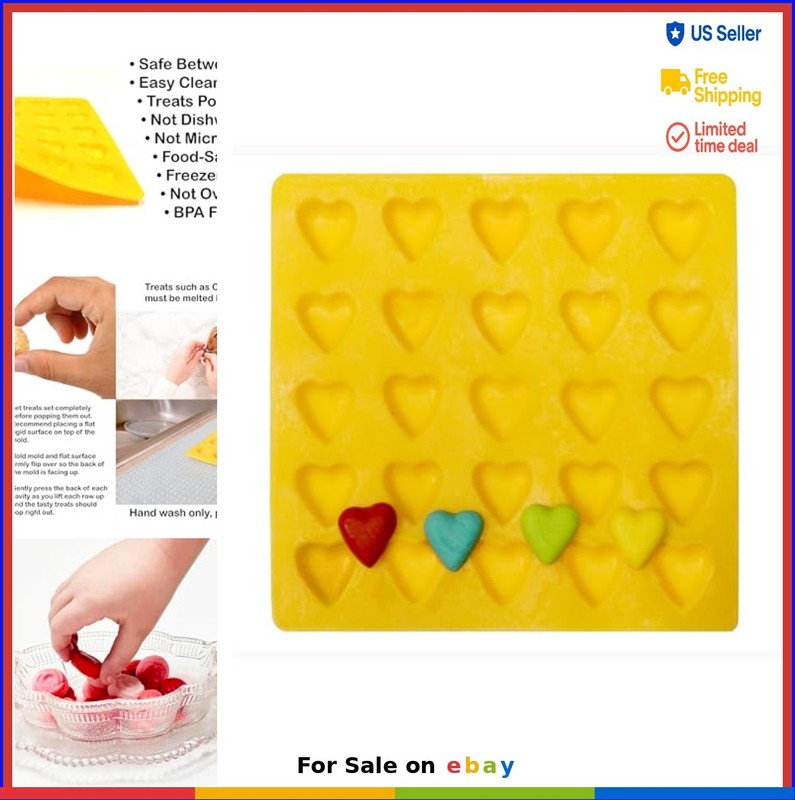 25 Cavity Heart Silicone Mold 1 Inch for Chocolates Gummies Mints Fondant Soap