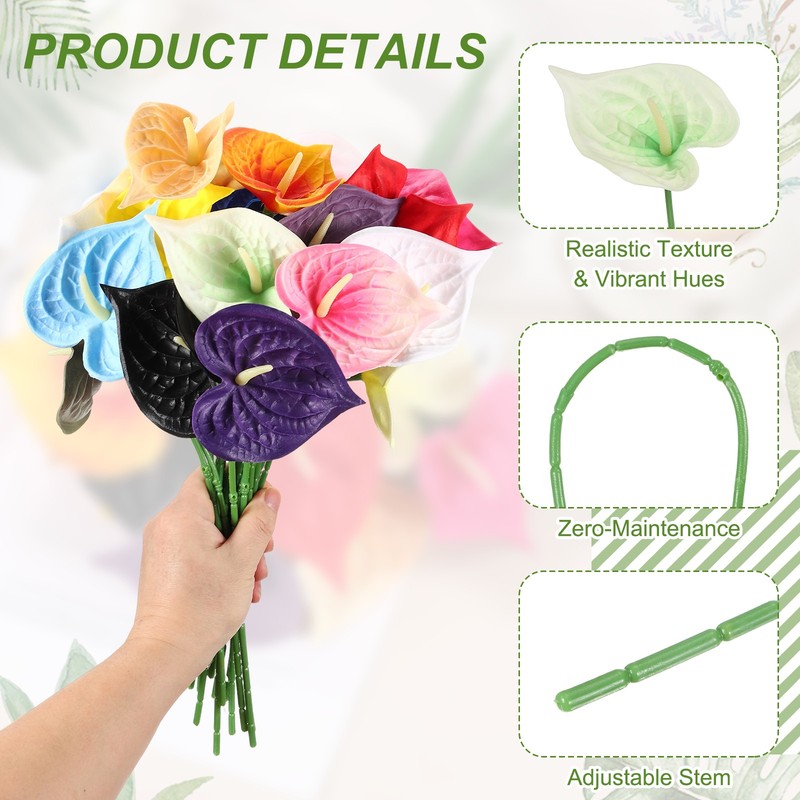 8Pcs 11inch Artificial Anthurium Flowers, Light Green gallery