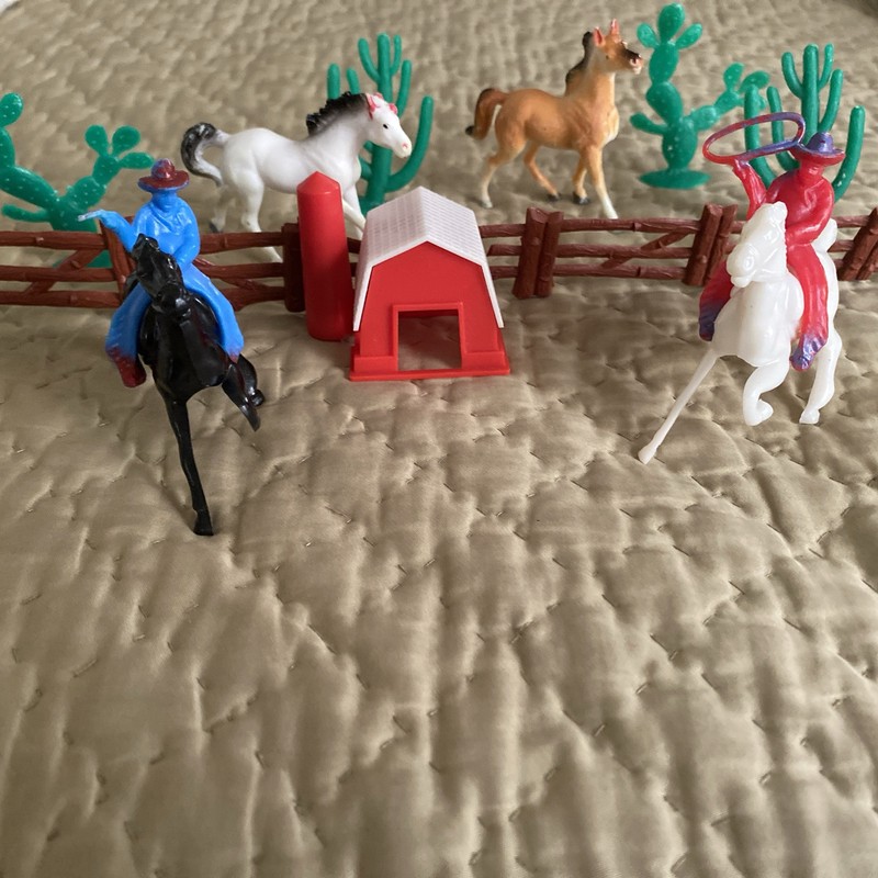 Vintage Western Round Up Miniature 2-3 Inch Cowboy Cake Decor-13 Total Pieces
