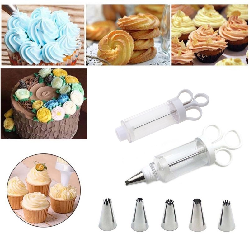 Dessert Decorating with 5Nozzle Icing Dispenser Cupcake Filling Injector gallery