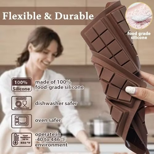 2pcs 6in1 Chocolate Bar, wax, soap Mold,Non-Stick, 100% Food Grade Silicone gallery