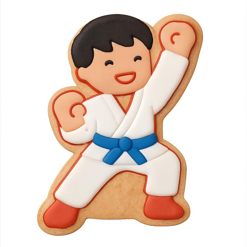 Karate Boy Celebrating Victory Cookie Cutter & Stamp, Fondant & Clay - 4x3 gallery
