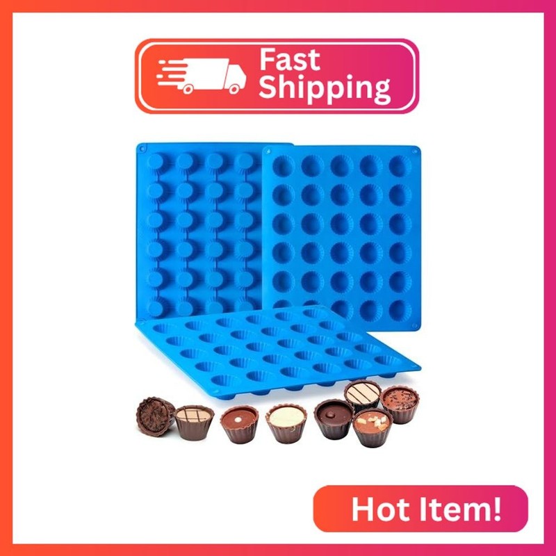 Sidosir 3pcs Peanut Butter Cup Mold, Silicone Mini Tart Pan for Bite Size Fat Bo