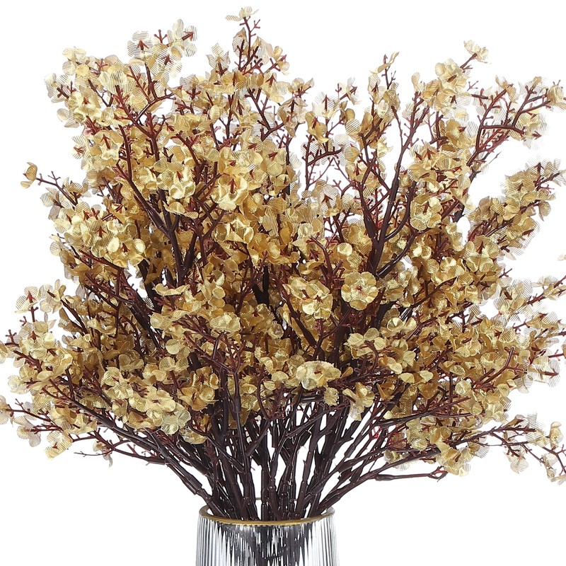 9pcs Breath Artificial Flowers DIY Bouquet Fake Flowers Gold