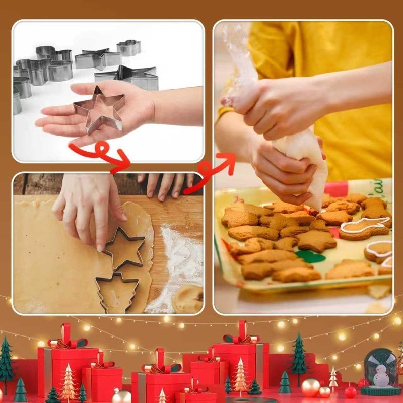 Christmas Cookie Cutter Set 18 pcs Holiday Baking Shapes Snowman Tree gallery