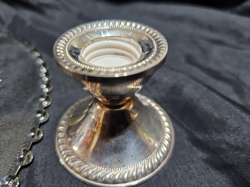 Vintage Duchin Creation Sterling Silver wgt Pedestal Cake Plate Hobnail 10.5" gallery