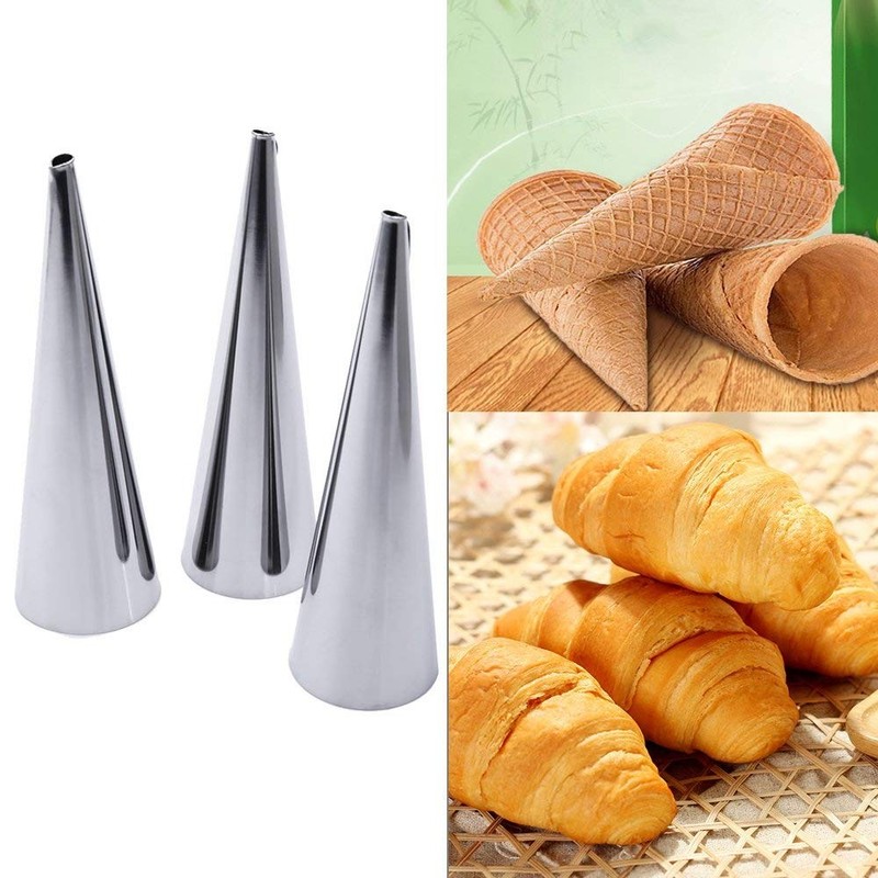 10 PCS 5-Inch Large Pastry Cream Horn Molds Stainless Steel Cannoli Tubes gallery