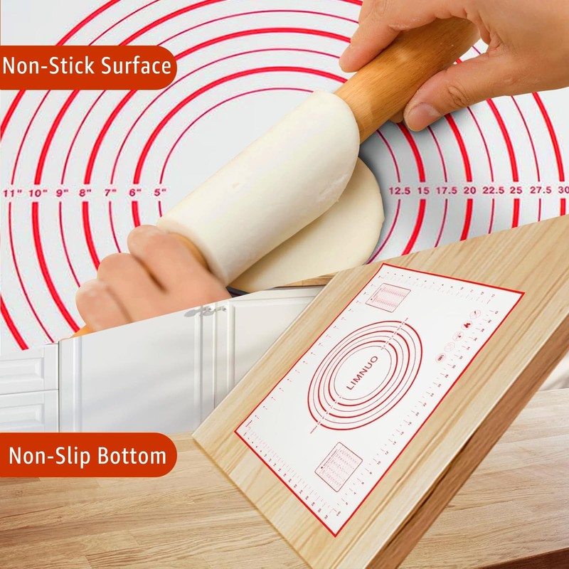 Silicone Baking Mat - 0.7mm New Upgraded Non-slip and 24"L x 16"W, Red gallery