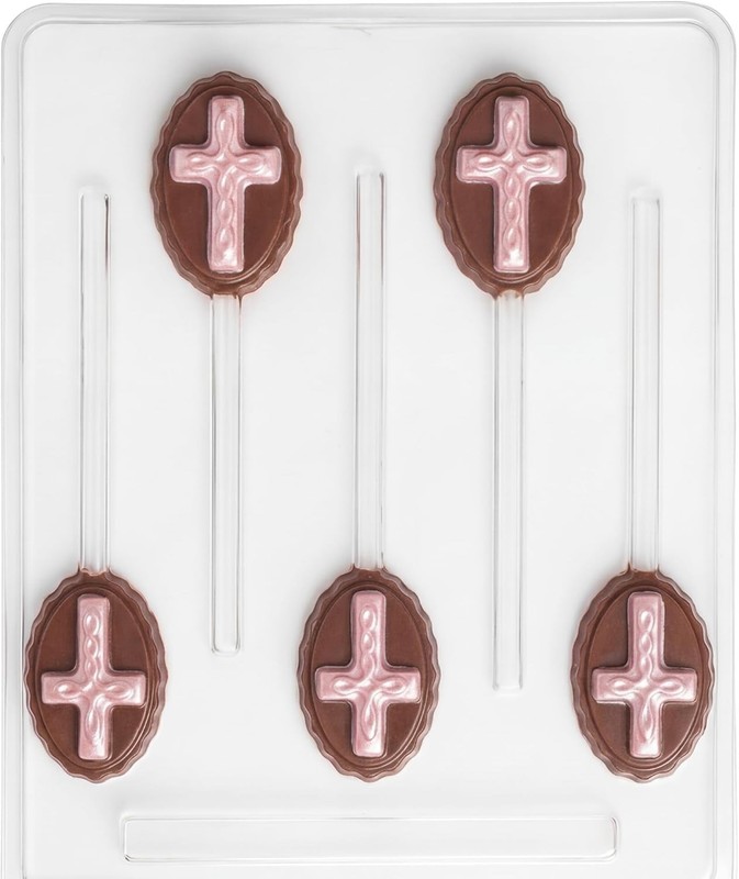 Cross on Oval Lollipop Chocolate Candy Mold 405 NEW gallery